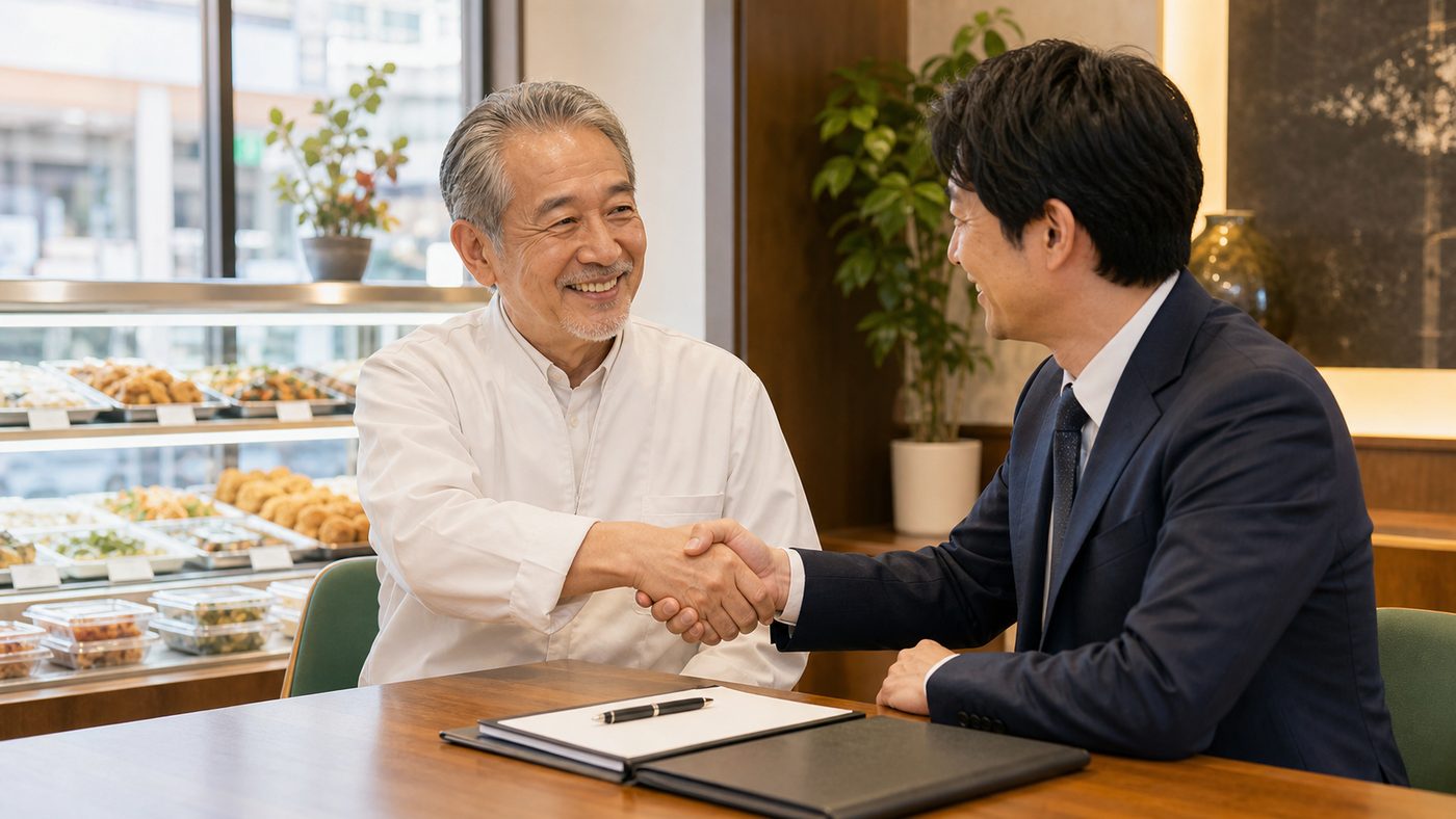 情報管理を設計しながら惣菜事業の承継相談を進める様子